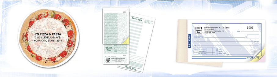 Business magnets, receipt books, and check
